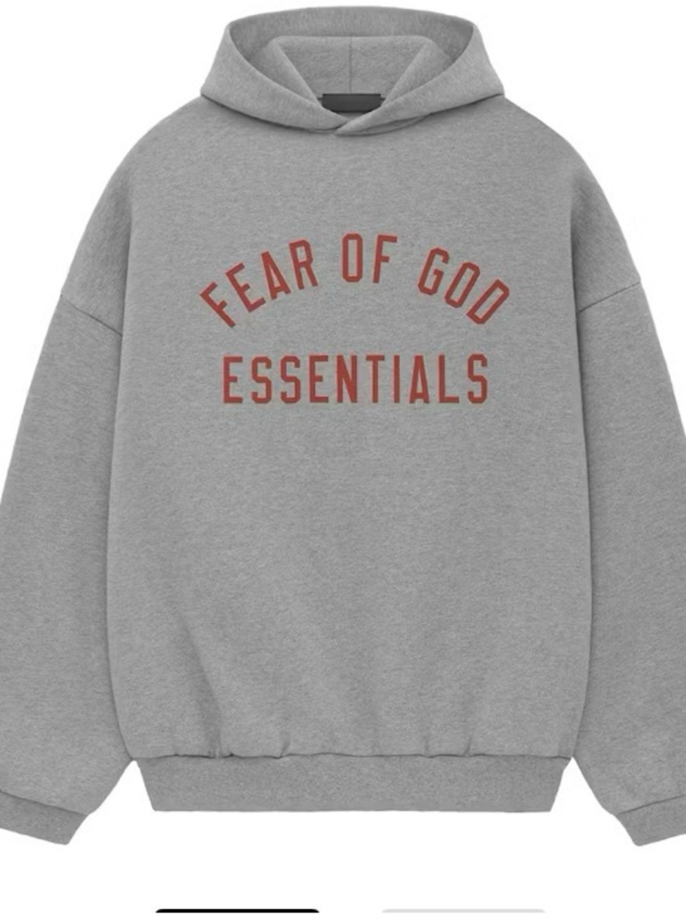 Fear of God Essentials Beige Hoodie with Red Logo